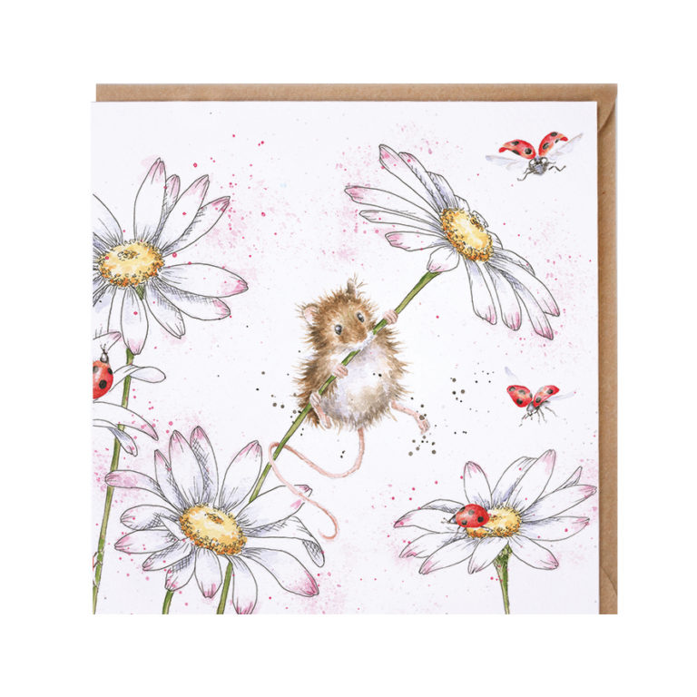 Oops a Daisy – Grußkarte Maus auf Gänseblümchen von Wrendale Designs
