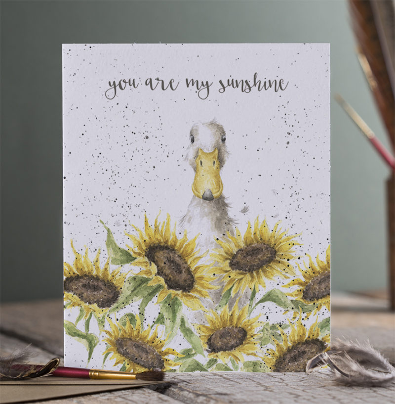 Grußkarte You are my Sunshine Ente mit Sonnenblumen von Wrendale Designs