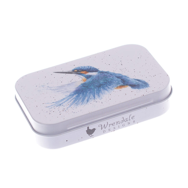 Mini-Dose Make a Splash mit Eisvogel – innen und außen bebilderte Dose aus Carbonstahl von Wrendale Designs