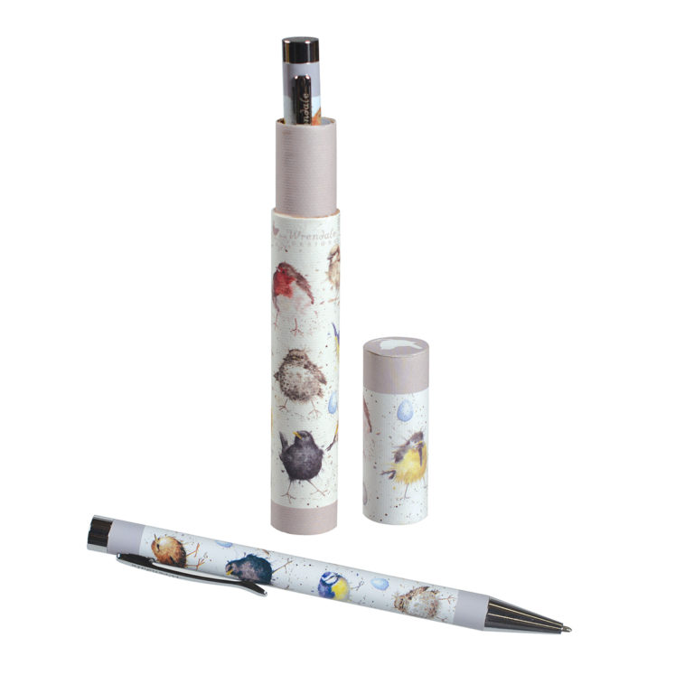 Kugelschreiber Garden Birds mit austauschbarer Mine – inkl. Geschenkbox mit Vogelmotiven von Wrendale Designs