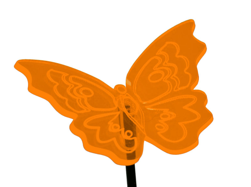 Sonnenfänger Schmetterling Kleine Eule mit gebogenen Flügeln, orange fluoreszierend
